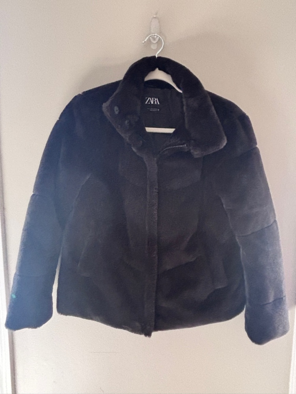 Zara Black Teddy Faux Fur Jacket